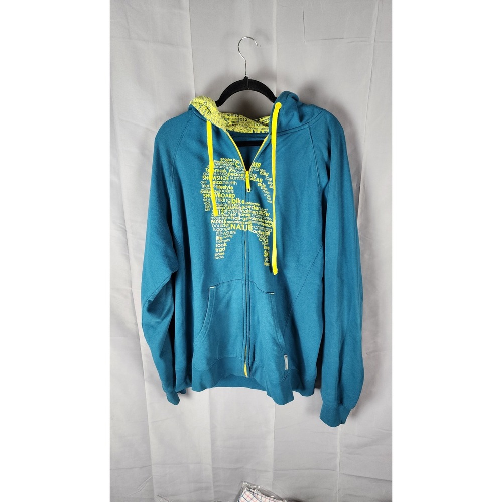Backcountry Mens Full Zip Hoodie Teal Blue Graphic Sweatshirt XL Outdoor Hiking